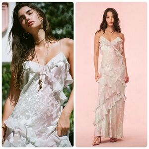 LoveShackFancy Ruffle Floral Maxi Dress in Spring Lilac